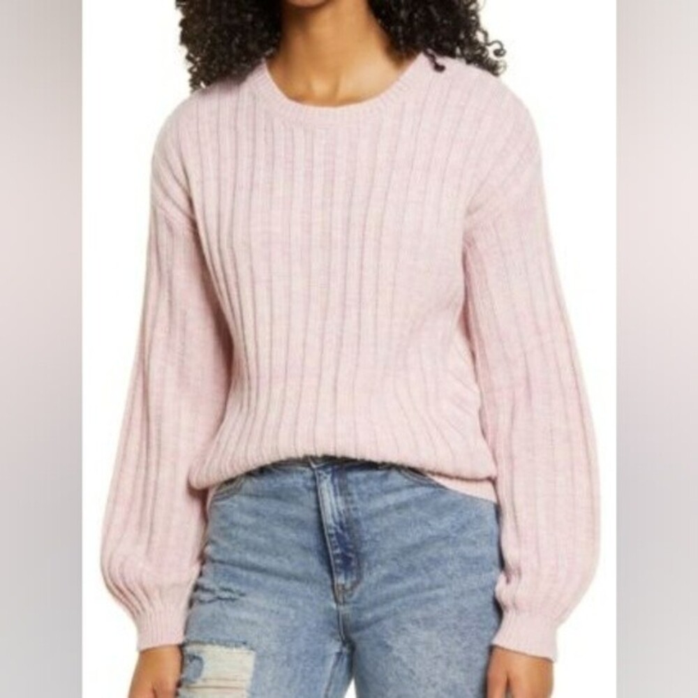 Blanknyc Heather Ribbed Crewneck Sweater Sz S BNWT